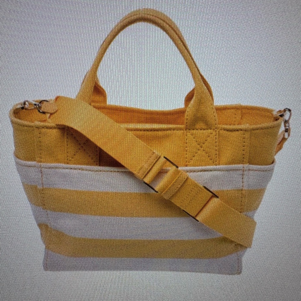 kate spade Yellow and White Stripe Canvas Tote with Removable Strap - Picture 4 of 7